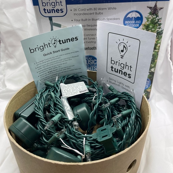 BNIB Strung Lights with 4 Bluetooth speakers 26’ and 80 Bulbs - Picture 4 of 10